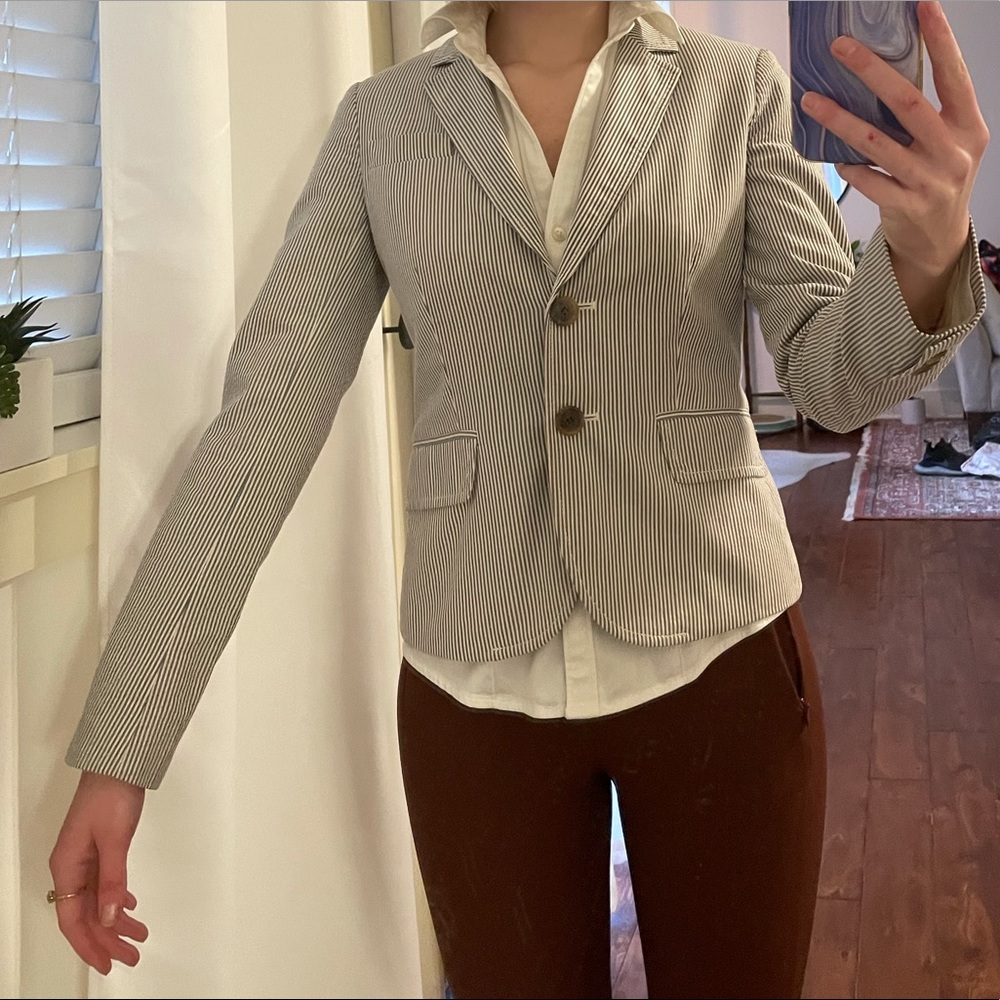 J Crew blue pinstripe blazer size 0